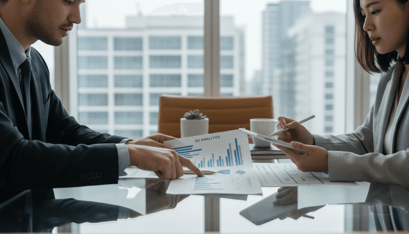 Tom DeFelice from Domain Street Advisors consulting with a small business owner in a modern office